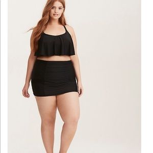 Torrid Black Ruched Swim Skirt